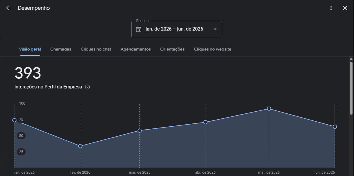 Painel do Perfil da Empresa: 393 interações de jan. a jun. de 2026